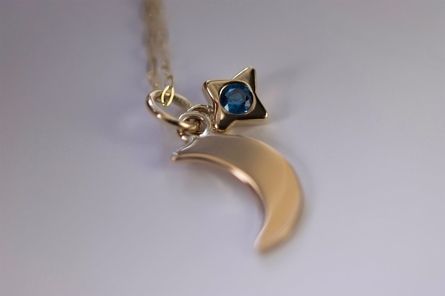 New Moon with Star Gem in Gold - Eamon ó Broin Jewellery