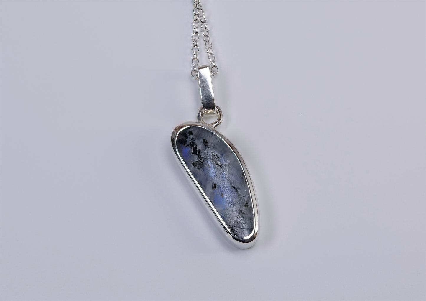 Tourmalated Rainbow Moonstone Pendant - Eamon ó Broin Jewellery