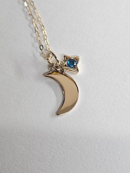 New Moon with Star Gem in Gold - Eamon ó Broin Jewellery