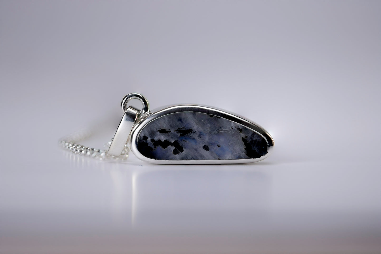 Tourmalated Rainbow Moonstone Pendant - Eamon ó Broin Jewellery