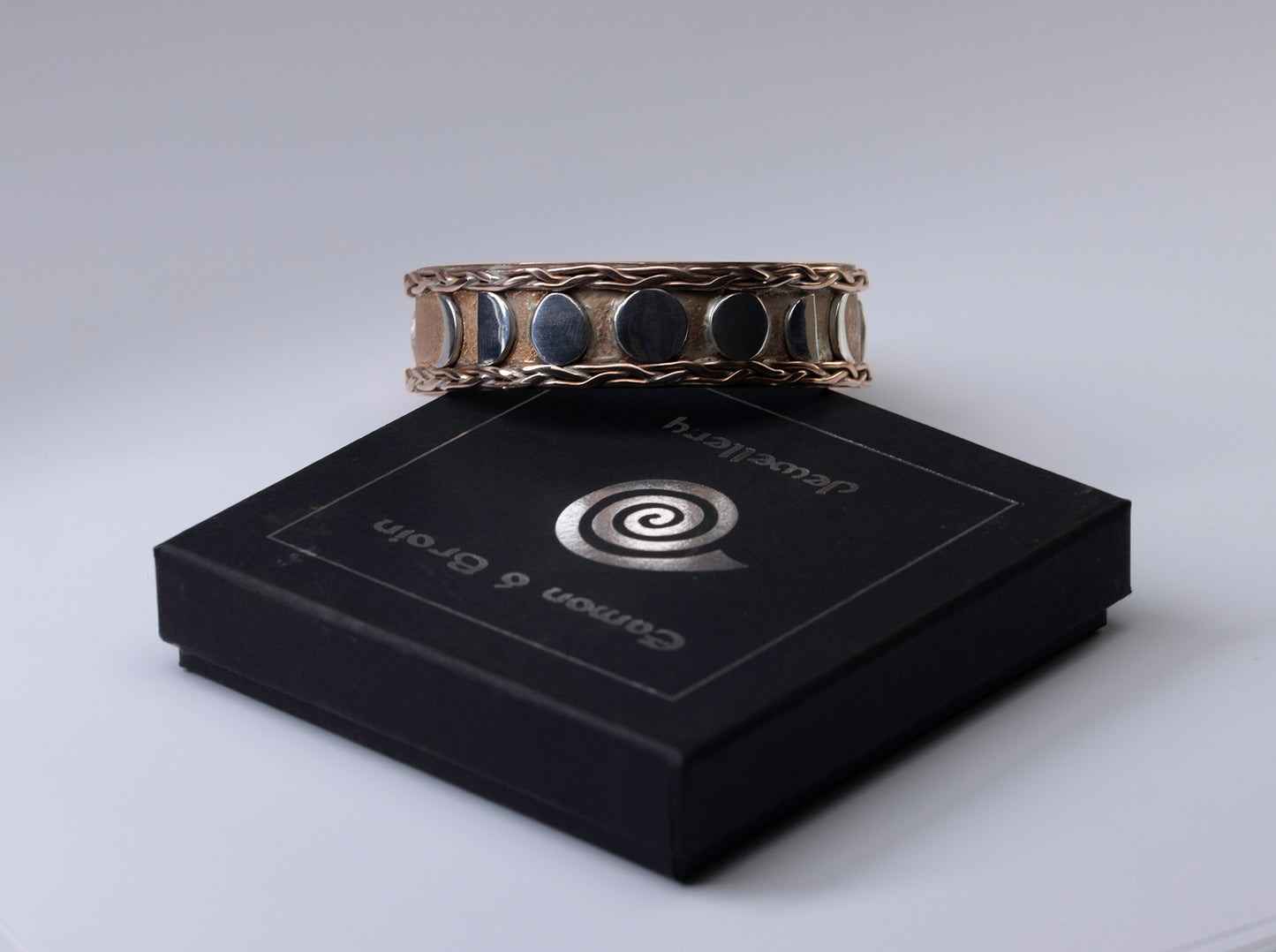 Phases of the Moon Bangle - copper & sterling silver