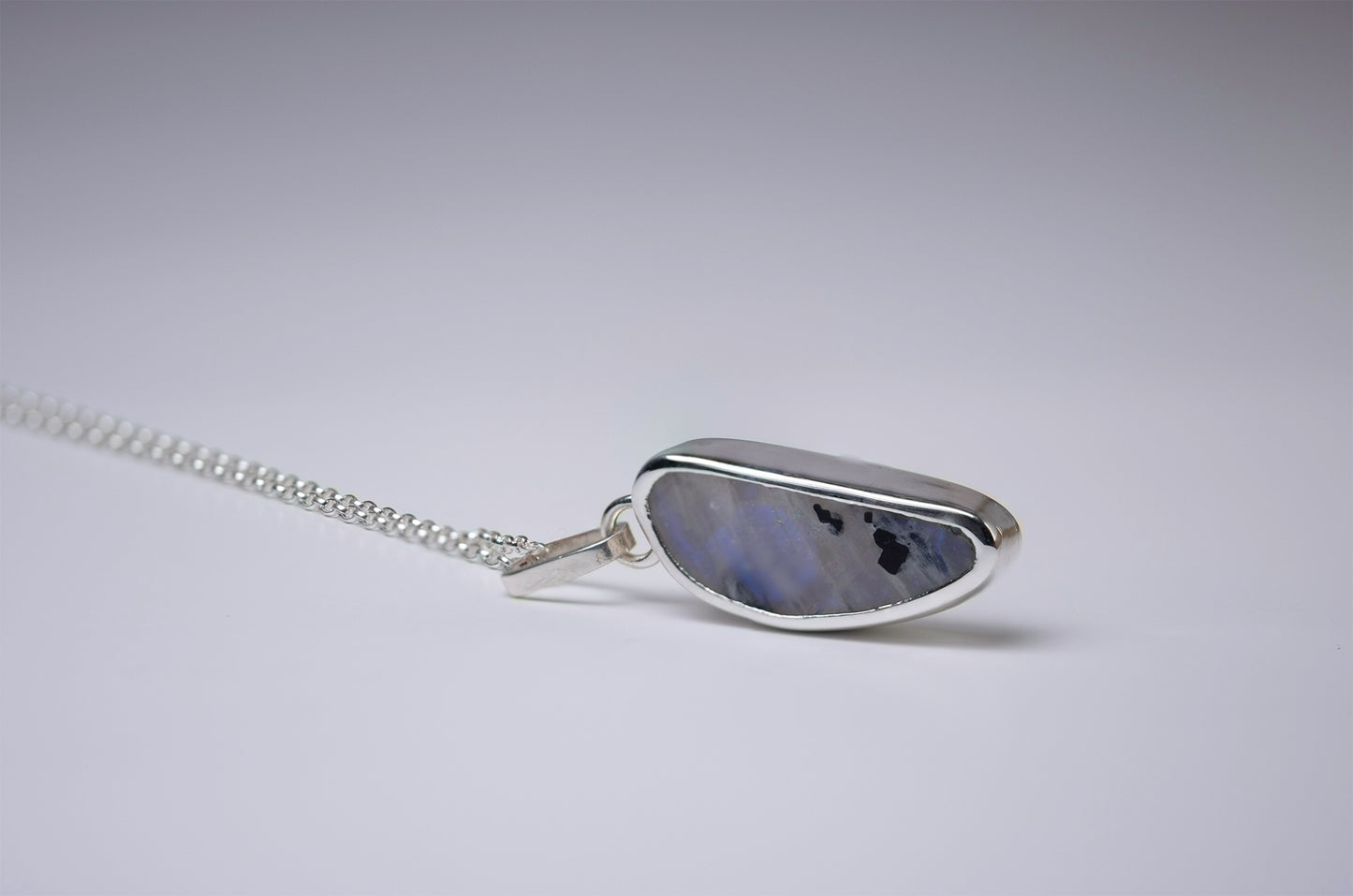 Tourmalated Rainbow Moonstone Pendant - Eamon ó Broin Jewellery