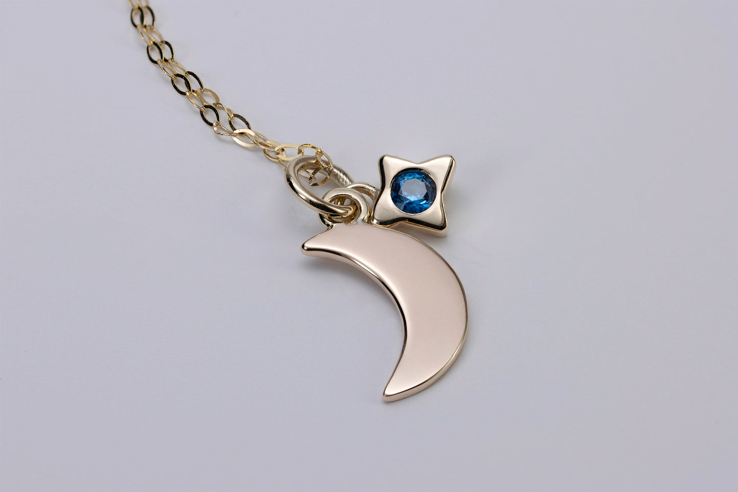 New Moon with Star Gem in Gold - Eamon ó Broin Jewellery