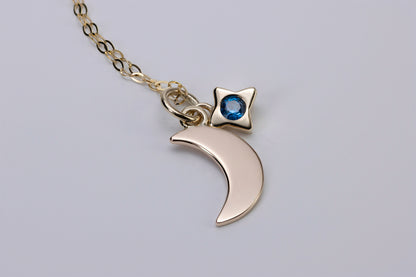 New Moon with Star Gem in Gold - Eamon ó Broin Jewellery