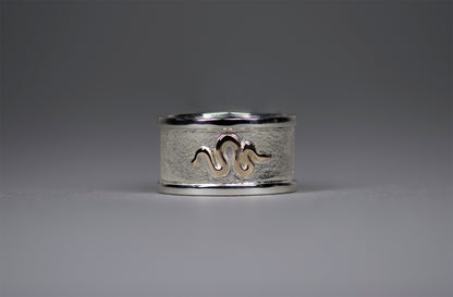 Kundalini Serpent Ring - 12-14mm sterling silver & 9ct gold