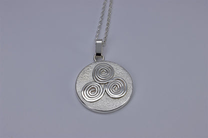 Triple Spiral - Sterling Silver Disc - Newgrange inspired Creation - Eamon ó Broin Jewellery