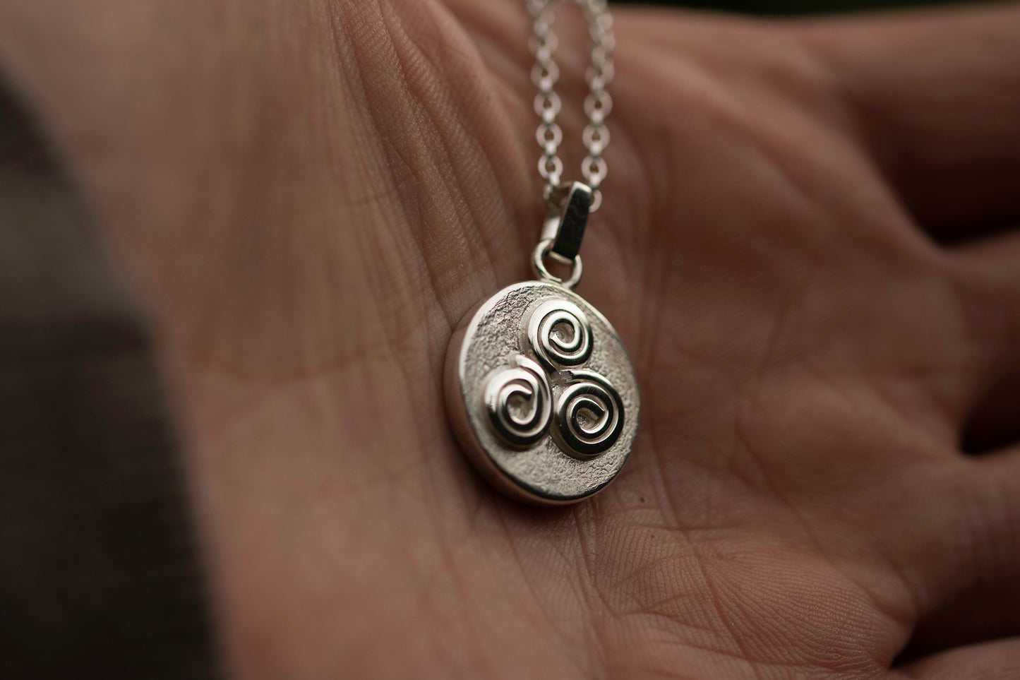 Triple Spiral Disc Pendant, Newgrange, Irish Gift, 925 sterling silver, Handcrafted