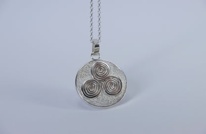 Triple Spiral - Sterling Silver Disc - Newgrange inspired Creation - Eamon ó Broin Jewellery