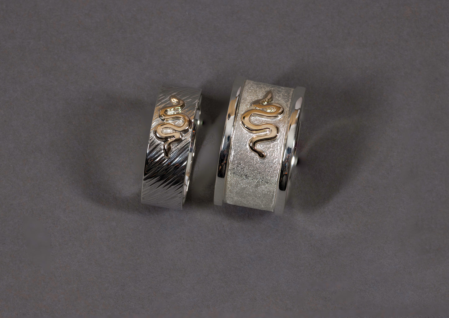 Kundalini Serpent Ring - 12-14mm sterling silver & 9ct gold