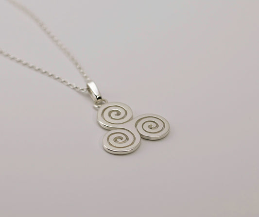 Triple Spiral Newgrange Pendant - 925 Sterling Silver