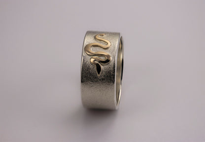 Kundalini Serpent Ring - 7-9mm sterling silver & 9ct gold